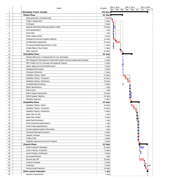 Example of Packaging Project Plan