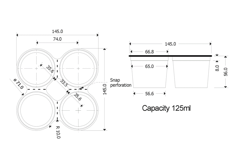 Pot technical drawing